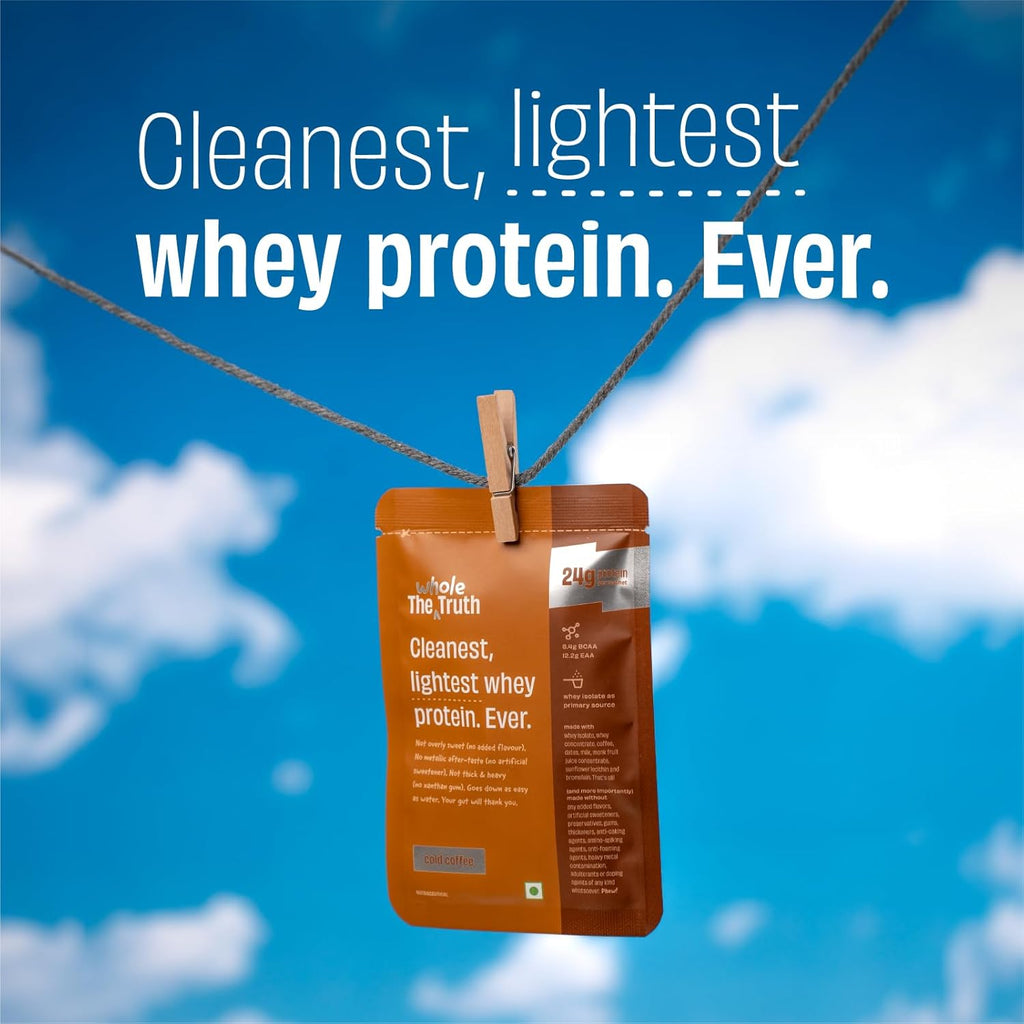 The Whole Truth Whey Protein Blend | Travel Pack (6 Sachets) | Cold Coffee | Svesto Verified