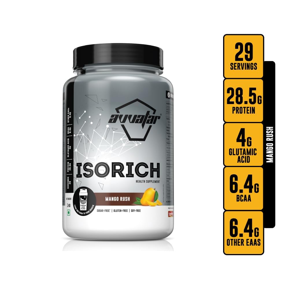 Avvatar ISORICH Whey Protein Isolate - 1kg (2.2 lb) | Mango Rush | Svesto Verified