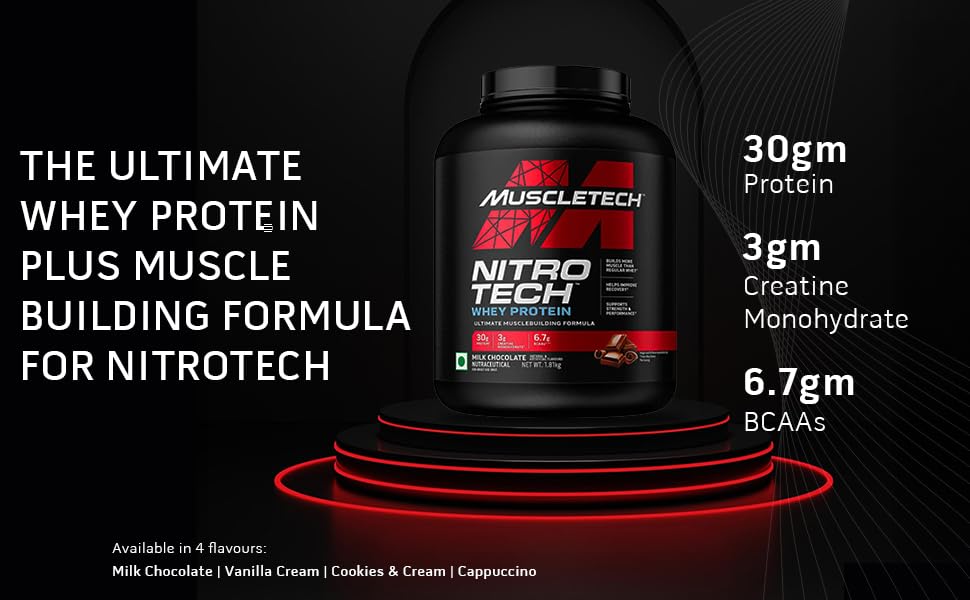 MuscleTech Nitro-Tech Whey Protein | Milk Chocolate (2lbs / 907g) | Svesto Verified