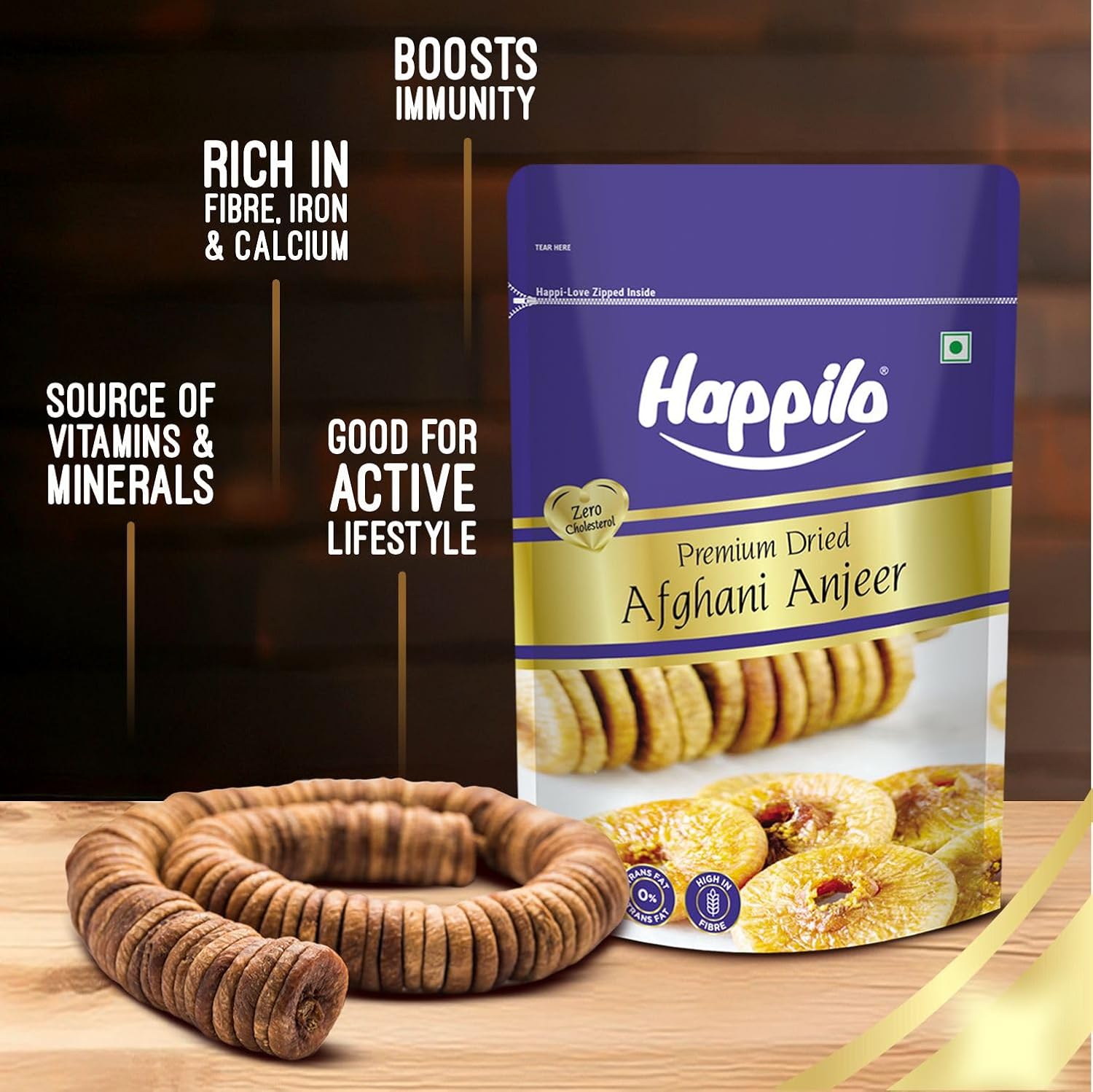 Happilo Premium Dried Afghani Anjeer 200g I Low in Fat | Dry Fruits in Fresh | Healthy Snacks I Rich Source of Vitamins Dietary Fiber | Dry Figs | Svesto Verified
