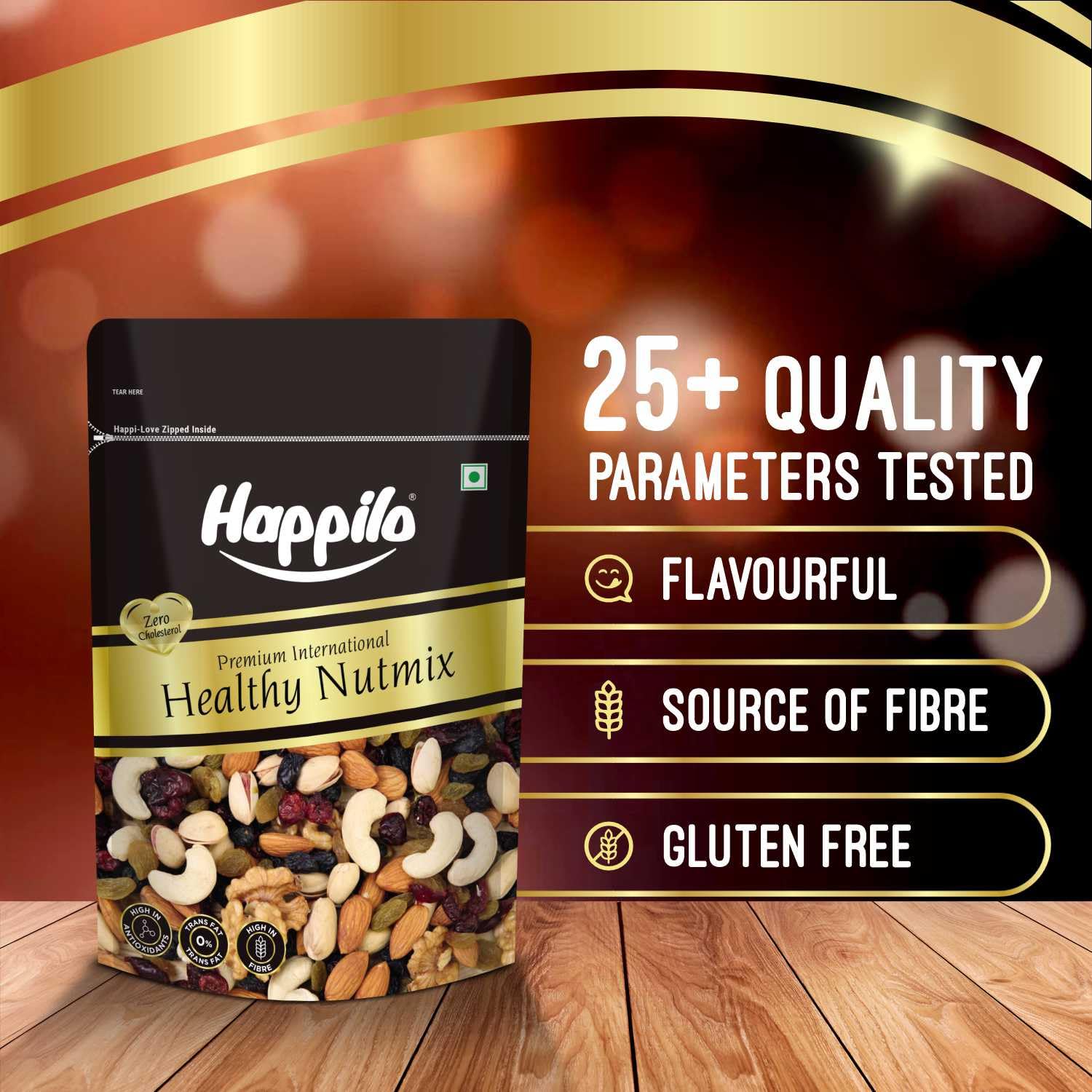Happilo Premium International Healthy Nutmix, 200g | 7 Superfoods in 1 Mixes | Dry Fruits Contains Almonds, Cashews, Walnuts, Pistachios, Cranberries, Green & Black Raisins | Svesto Verified