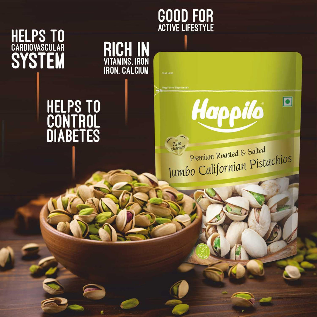 Happilo Premium Californian Roasted & Salted Pistachios 500g | Pista Dry Fruit | Rich In Protein, Phosphorus | Dietary Fibre, Premium Nuts & Dry Fruits | Shelled Nuts, Crunchy | Delicious Healthy Snack | Svesto Verified