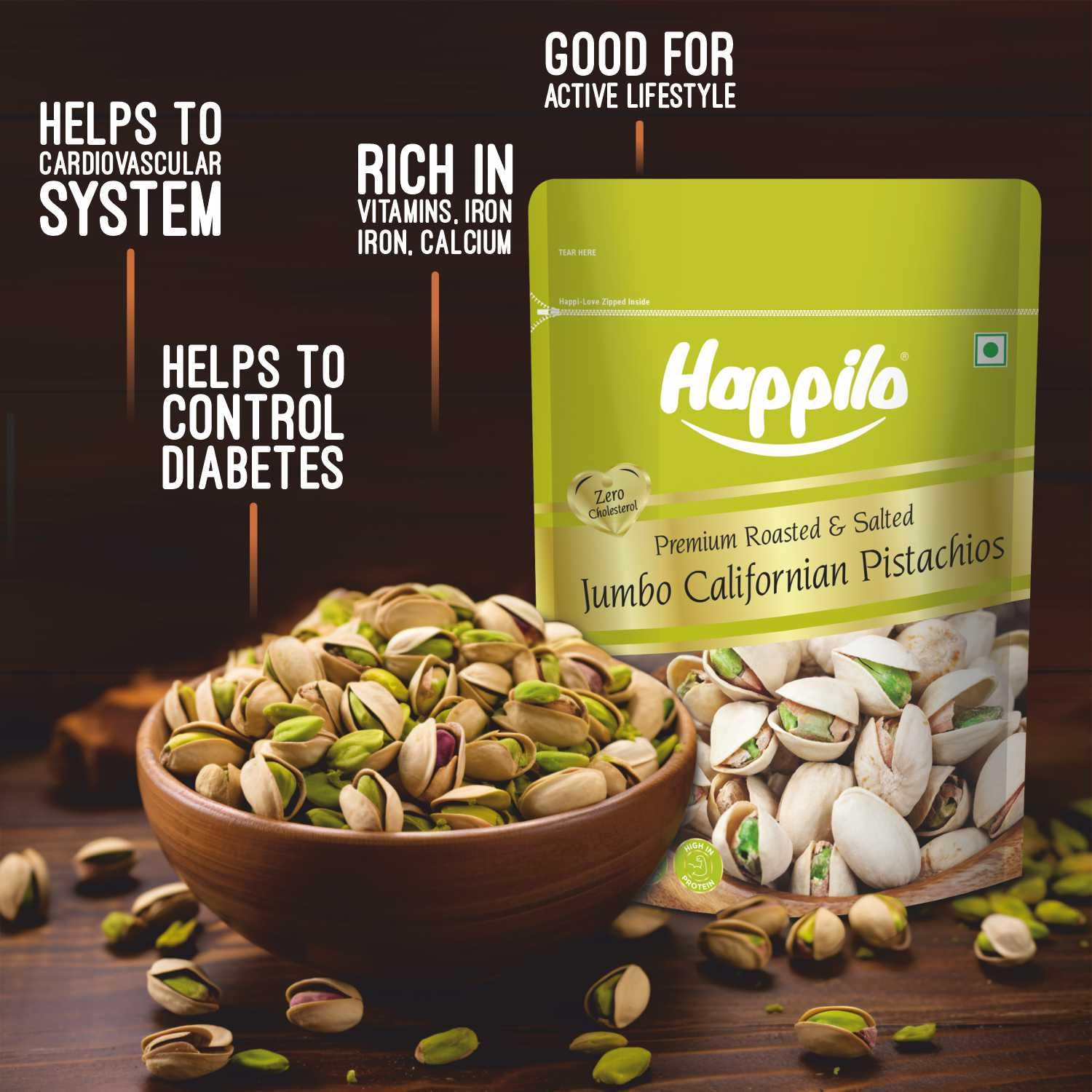Happilo Premium Californian Roasted & Salted Pistachios 500g | Pista Dry Fruit | Rich In Protein, Phosphorus | Dietary Fibre, Premium Nuts & Dry Fruits | Shelled Nuts, Crunchy | Delicious Healthy Snack | Svesto Verified