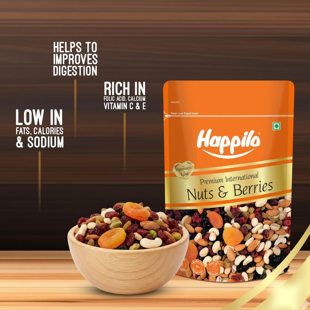 Happilo Premium International Dried Nuts and Berries, 200g & Natural Premium Californian Inshell Dried Walnuts, 200g | Svesto Verified