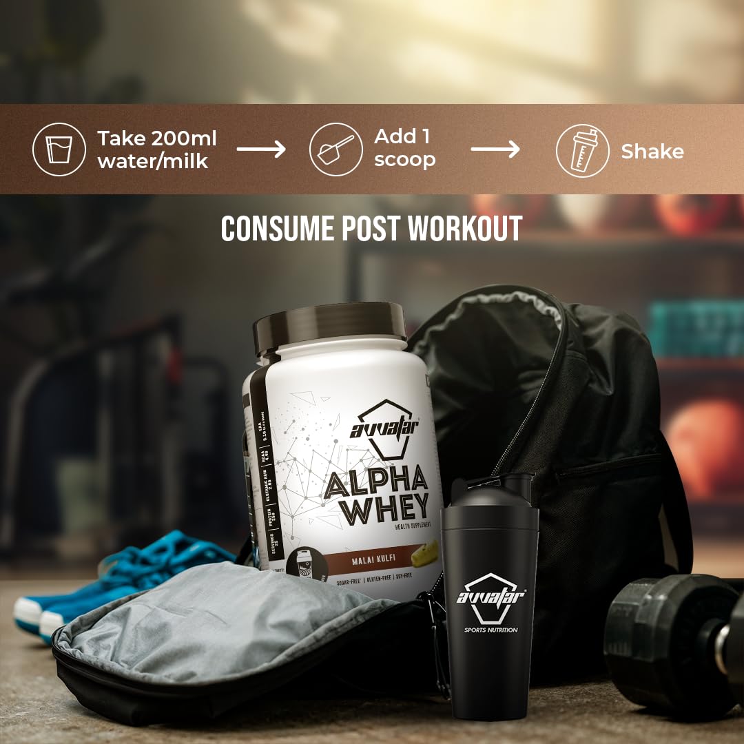 Avvatar ALPHA Whey Protein - 1kg (2.2 lb) | Malai Kulfi | Svesto Verified